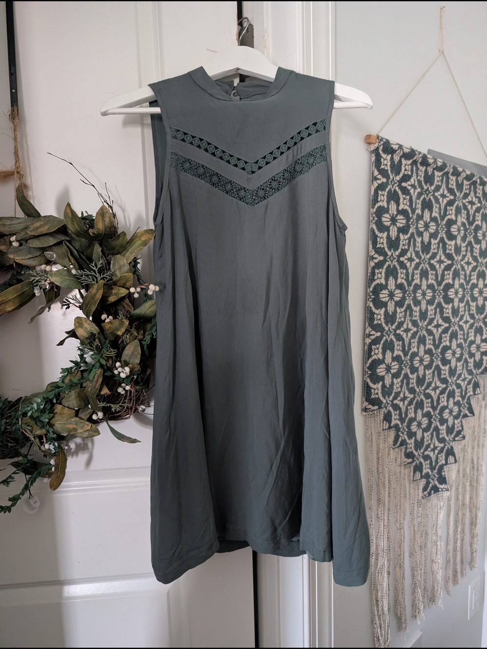 Pretty GF Mini Dress in Sage Green xs Crochet